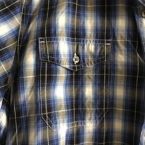 XLT apt 9 blue plaid short sleeve but shirt